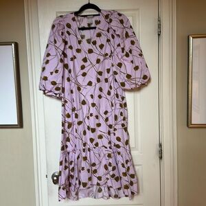 A New Day, lilac and brown floral shift dress, size small